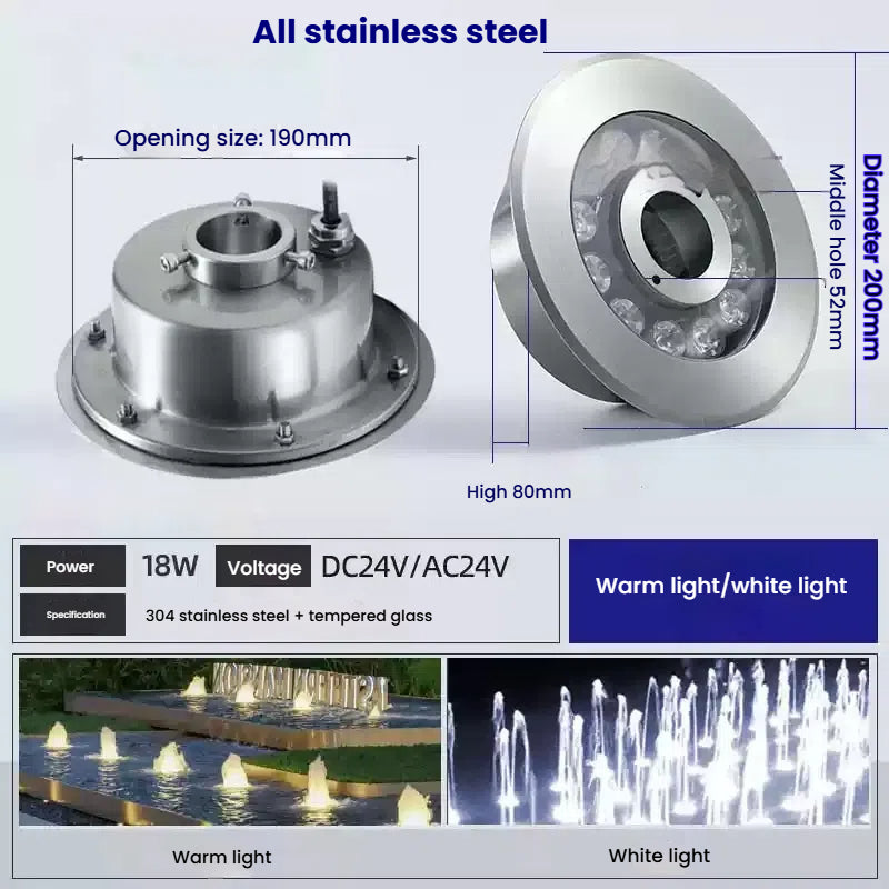 Custom LED Fountain Light for Landscape & Water Feature Projects